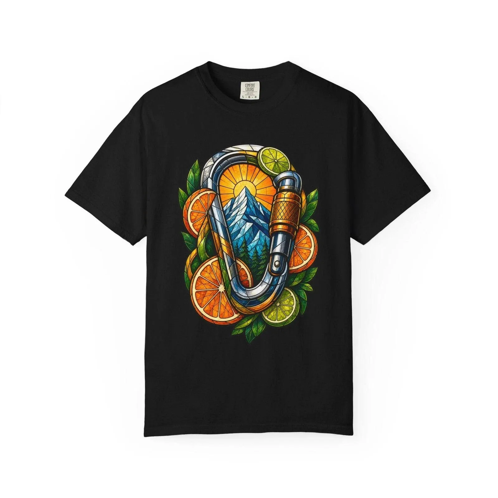 Stained Glass Carabiner Citrus T-shirt Graphic Printed Graphic T Shirts Short Sleeve Ropa Hombre