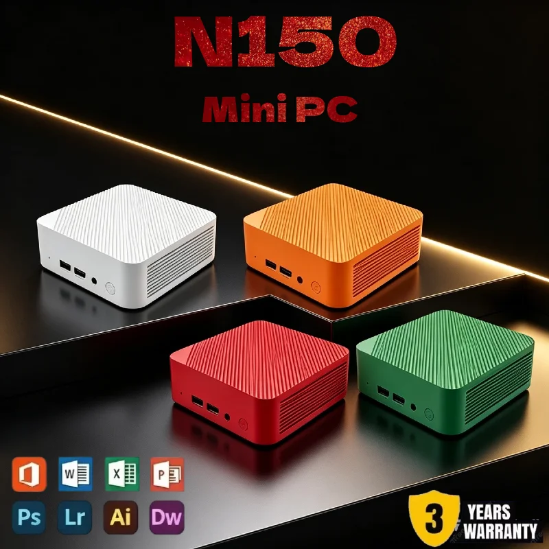 Mini PC Intel Core N150 High Efficiency Mini Host, Silent Cooling System, Triple 4K WiFi6, 16GB RAM NVMe SSD Media Computer