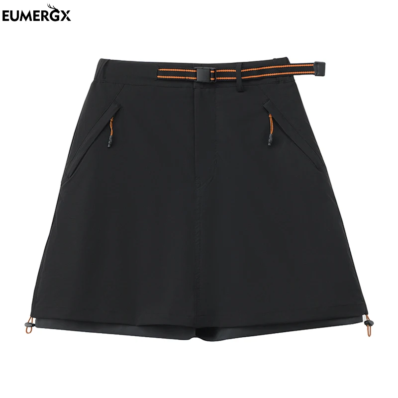 

EUMERGX Women's Stretch Hiking Shorts Skirt Outdoor Camping Climbing Running Culottes Lightweight Anti-Exposure Workwear Shorts
