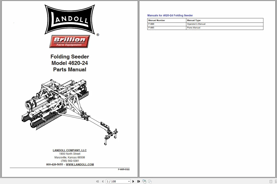 Landoll All Brillion Farm Equipment Operators Manual Part Catalogue CD