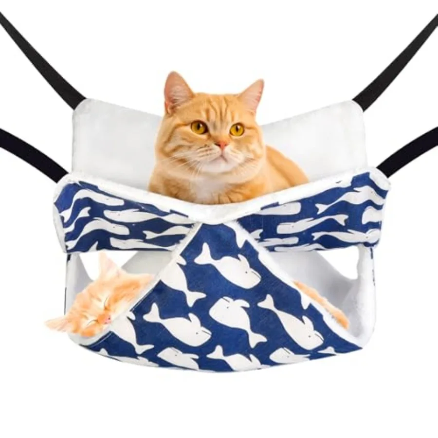 

Cat Hammock for Cage Hanging Cat Bed with Adjustable Strap and Metal Hooks, for Winter and Summer Use - Animals Soft Sleeping H