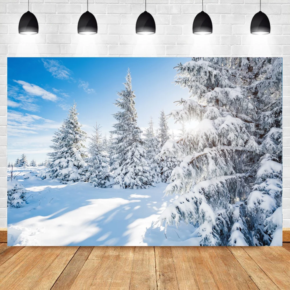 Laeacco Witte Kerstboom Winter Bos Landschap Room Decor Achtergrond Fotografische Foto Achtergrond Voor Foto Studio