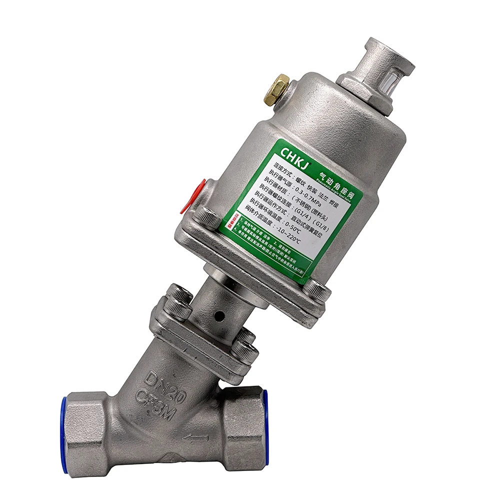 

DN20 Normally Closed Pneumatic Seat Valve 16 bar Pneumatic Actuator Angle Seat Valves For Steam Gas Oil