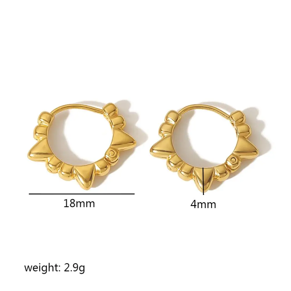 Wasserdichte Vintage-Luxus-Kleine-Ohrringe aus Edelstahl, 18K Vergoldete Creolen für Damen, Trendiger Piercing-Schmuck – Detail 7
