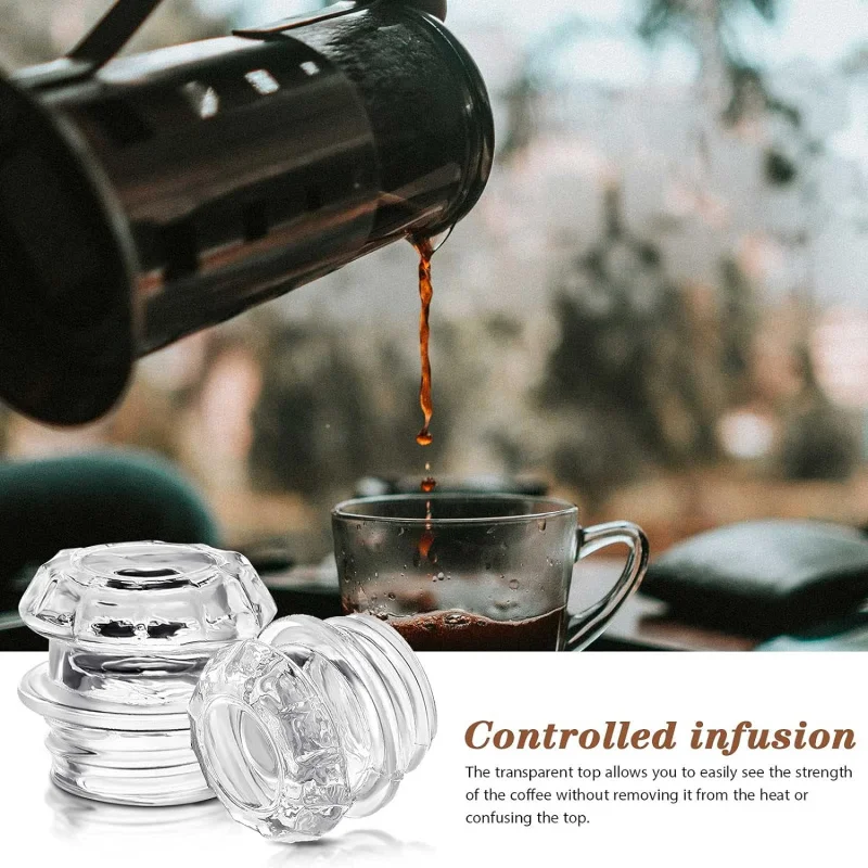 2-Piece Transparent Coffee Percolator Top - Replacement Glass Knob Top for Coffee Filter