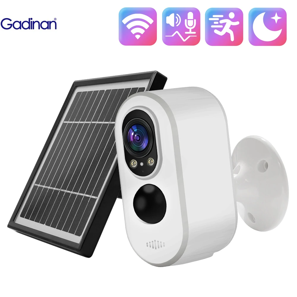 Gadinan WIFI/4G Security Home Solar Energy Surveillance Cameras Color Night vision+IR Motion Detection CCTV Video Monitoring