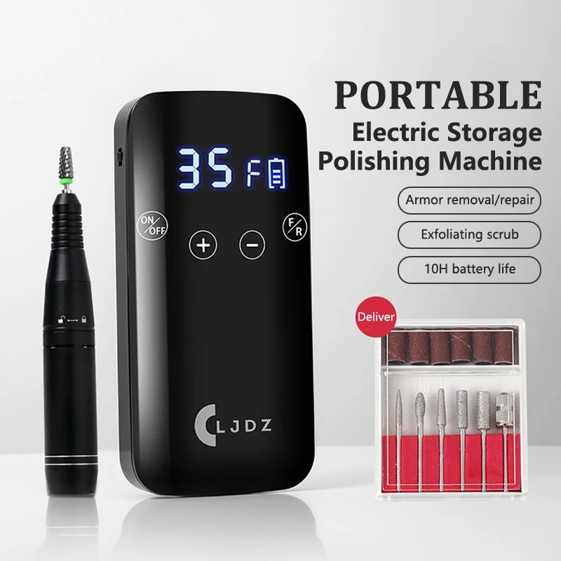 Professionele 35000 RPM elektrische draagbare nagelboormachine Oplaadbare geluidsarme nagelschuurmachine Bestand voor manicure salon gereedschap