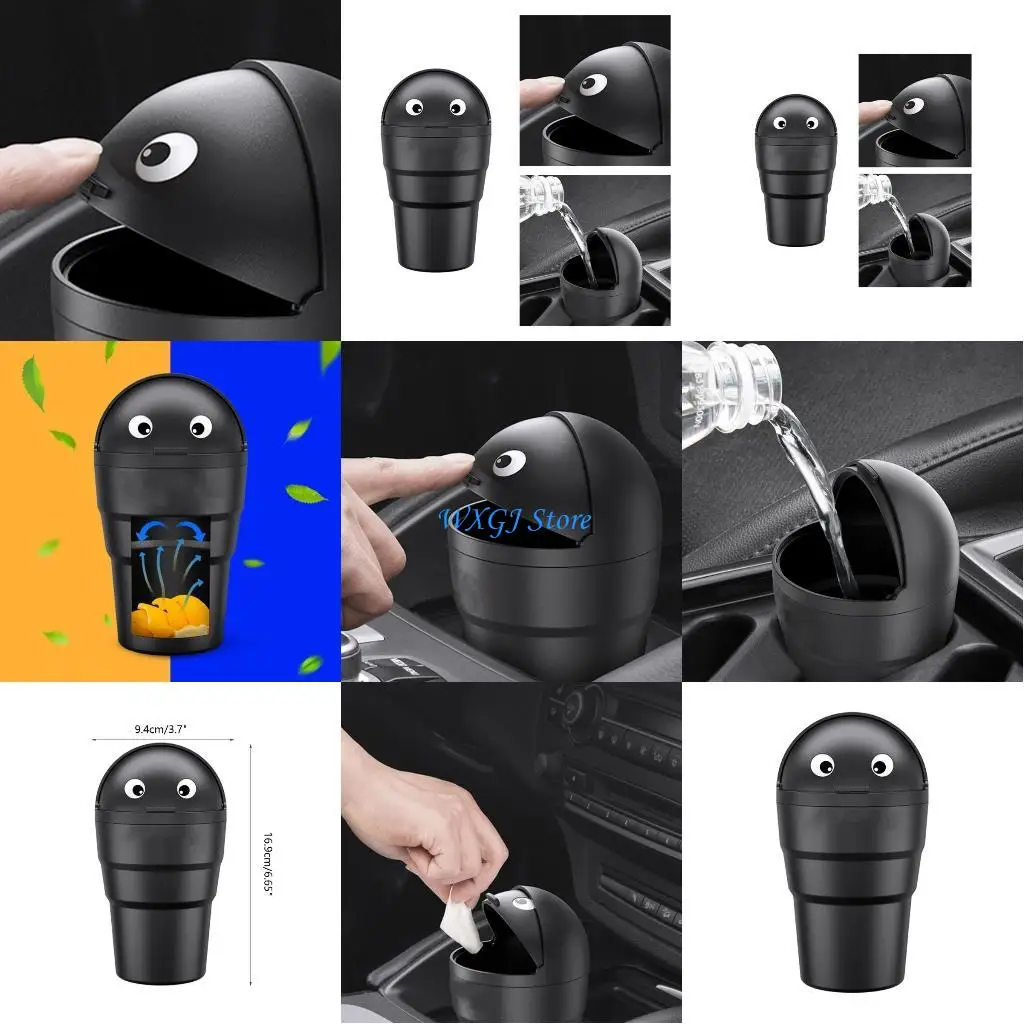 

37JE Auto Car Trash Can Open Ashtray with Lid Desktop Backseat for Vehicle SUV Office Home