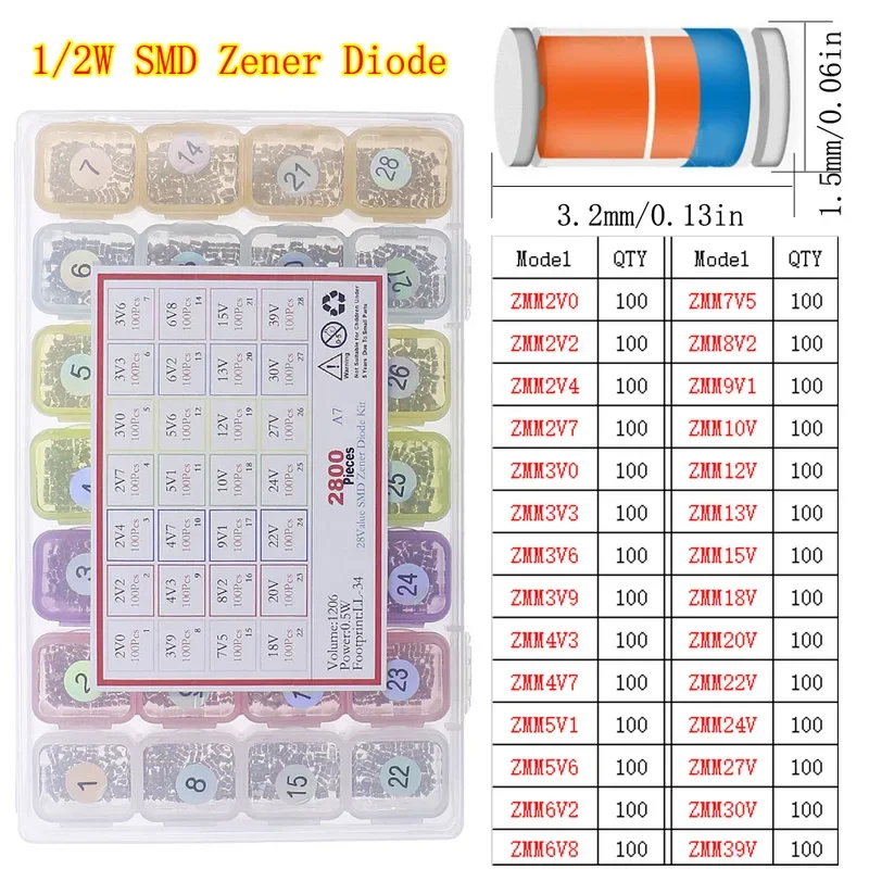 DIP SMD diodo Zener diodi TVS commutazione rapida diodo Schottky Kit assortito set elettronico Mix fai da te