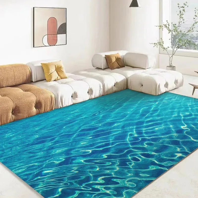 3D Ocean Sea Water Rug Sea Carpet for Living Room Rugs Home Floor Decor Living Room Child Play Mats Decoration Rugs for Bedroom