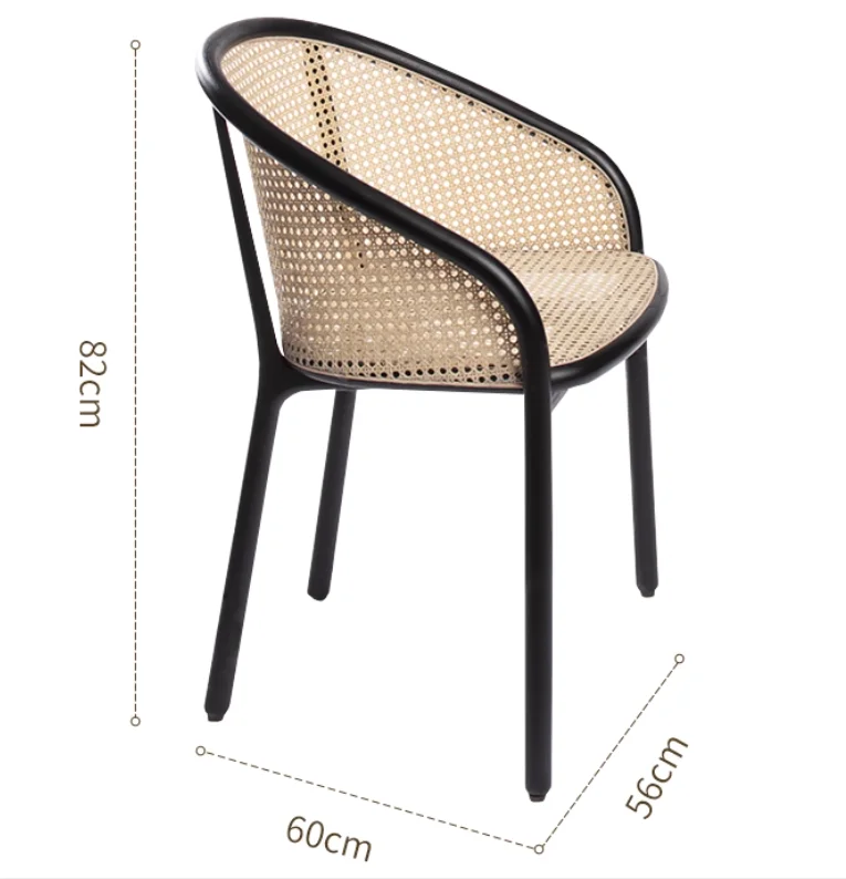 High Quality Nordic Restaurant Solid Wood Dining Chair Rattan Back Dining Chair