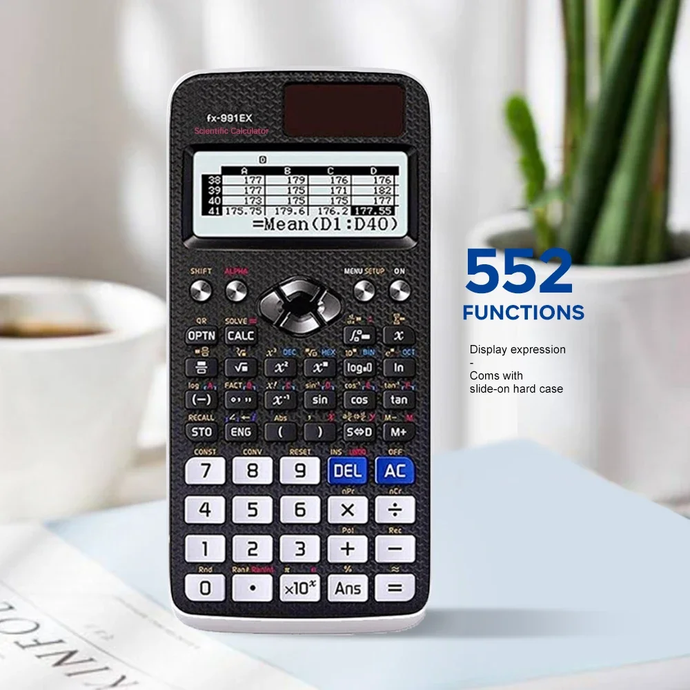 

Multifunctional scientific calculator with 552 functions, designed specifically for students taking exams; function calculator