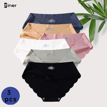 Conjunto de 3 uds de bragas sin costuras, ropa interior de seda antideslizante para mujer, calzoncillos finos suaves para mujer, culottes femeninos, bragas ligeras XL
