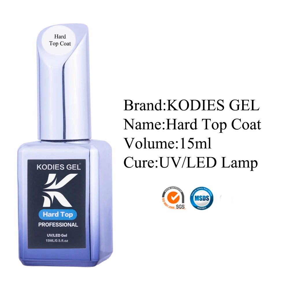 KODIES GEL Top Coat No เช็ดเจลเล็บ UV UV กึ่งถาวรไม่มีชิปเพชรเล็บ Stain Resistant Top สำหรับเล็บ