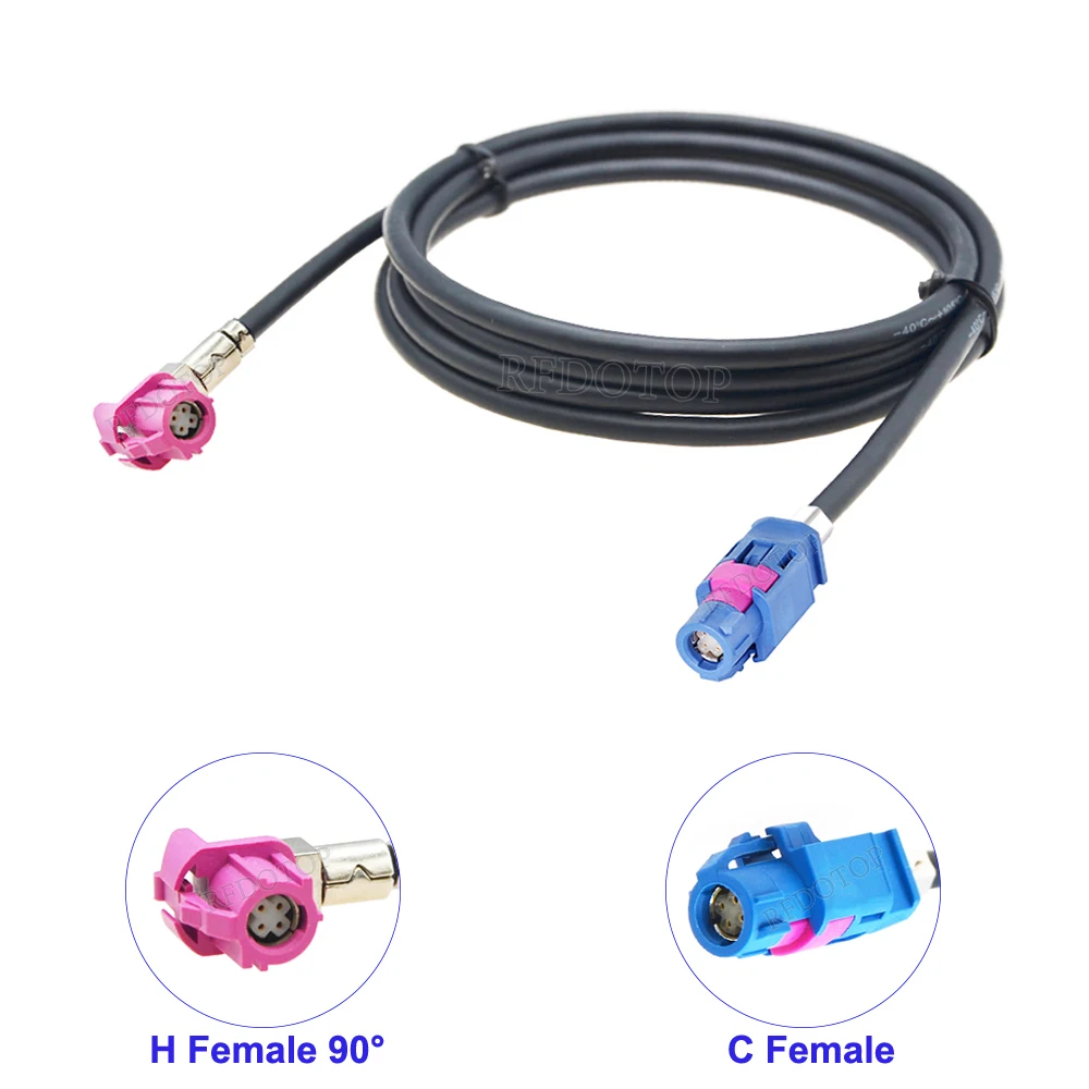 HSD Code C to H Female Car LVDS Video Line Cable Fit For Benz Audi VW Navigation GPS Audio Wire Cable 4 Pin HSD Fakra Type Cable