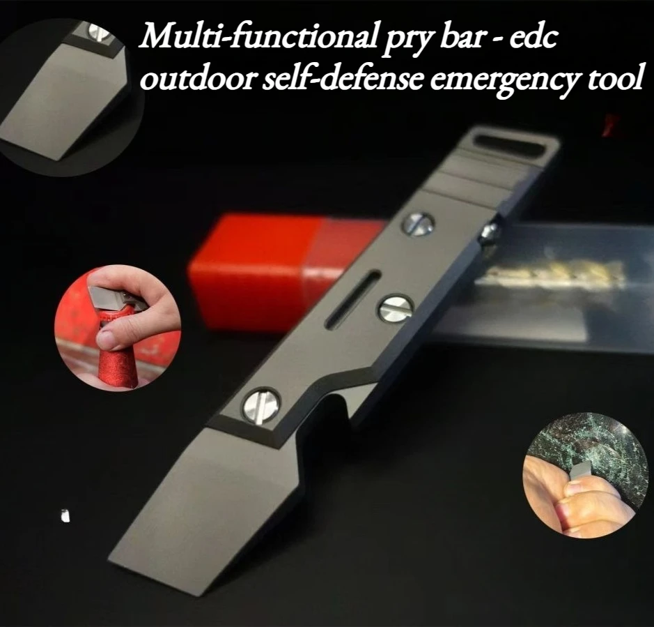 TC4 Titanium Alloy 440C Quenched Stainless Steel Multi-functional Pry Bar EDC Outdoor Self-defense Window-breaking Tool
