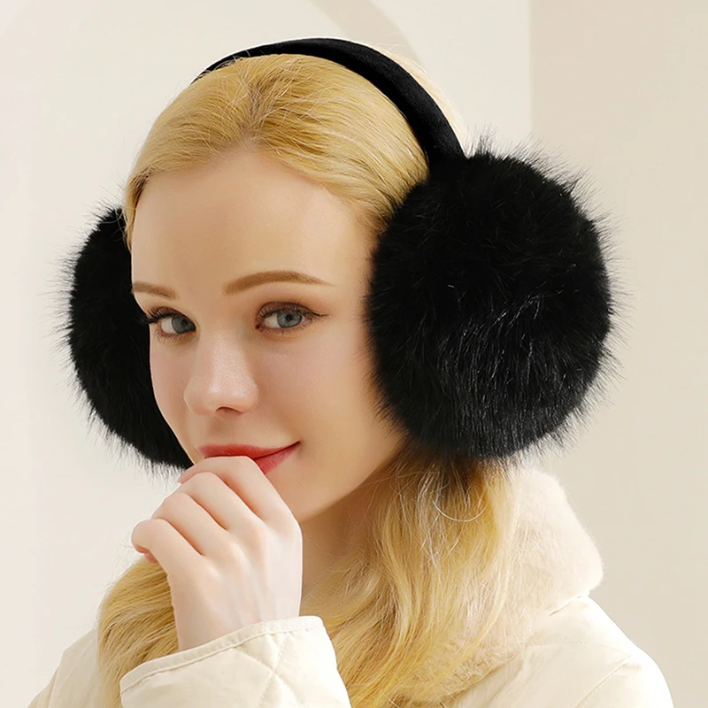 Fashion Winter Warm Earmuffs Fluffy Ear Muff For Women Soft Plush Earmuffs Girls Boys Cold Weather Ear Warmer Foldable Earflaps