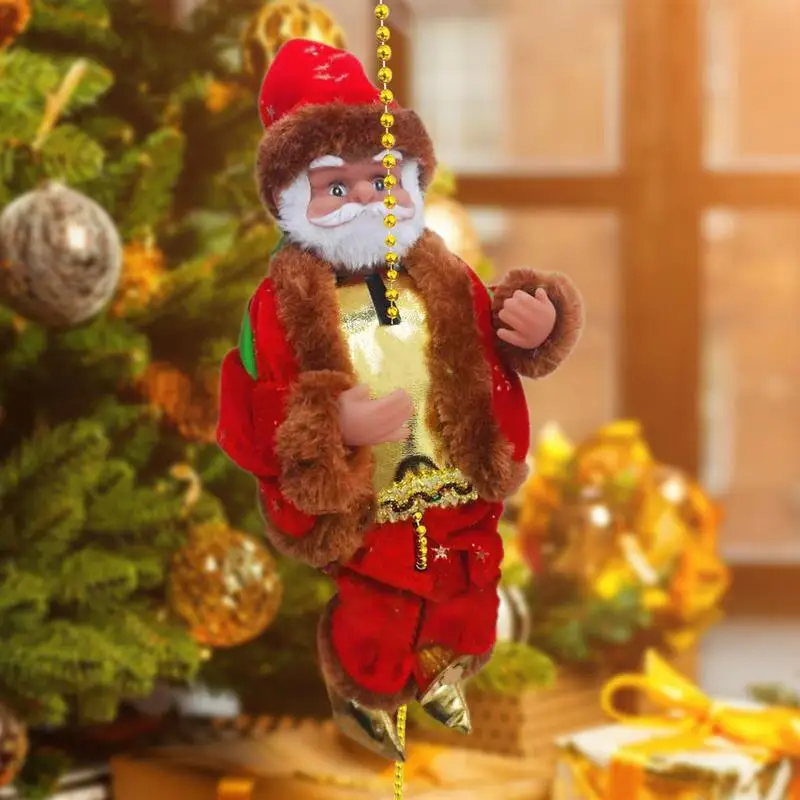 Cartoon Santa Doll Pendant Christmas Tree Decorations Funny Santa Claus Climbing On Rope Plush Doll Toy For Home Wall Window