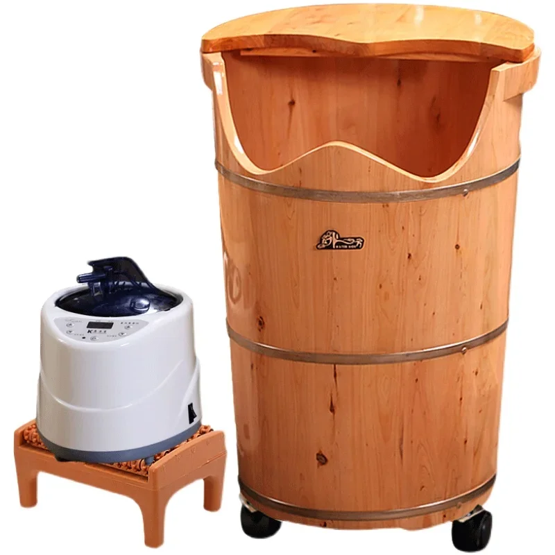

Fumigation heating soaking wooden barrel household foot soaking wooden barrel over the calf foot bath deep barrel over the knee.