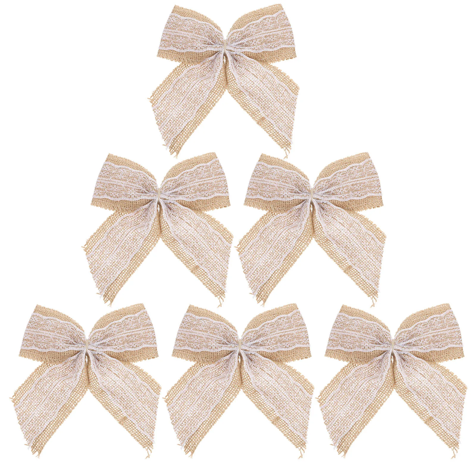 

6Pcs Handmade Burlap Lace Bows for Present Wrapping DIY Large Decorative Bowknots Rustic Wedding Party Craft Decoration