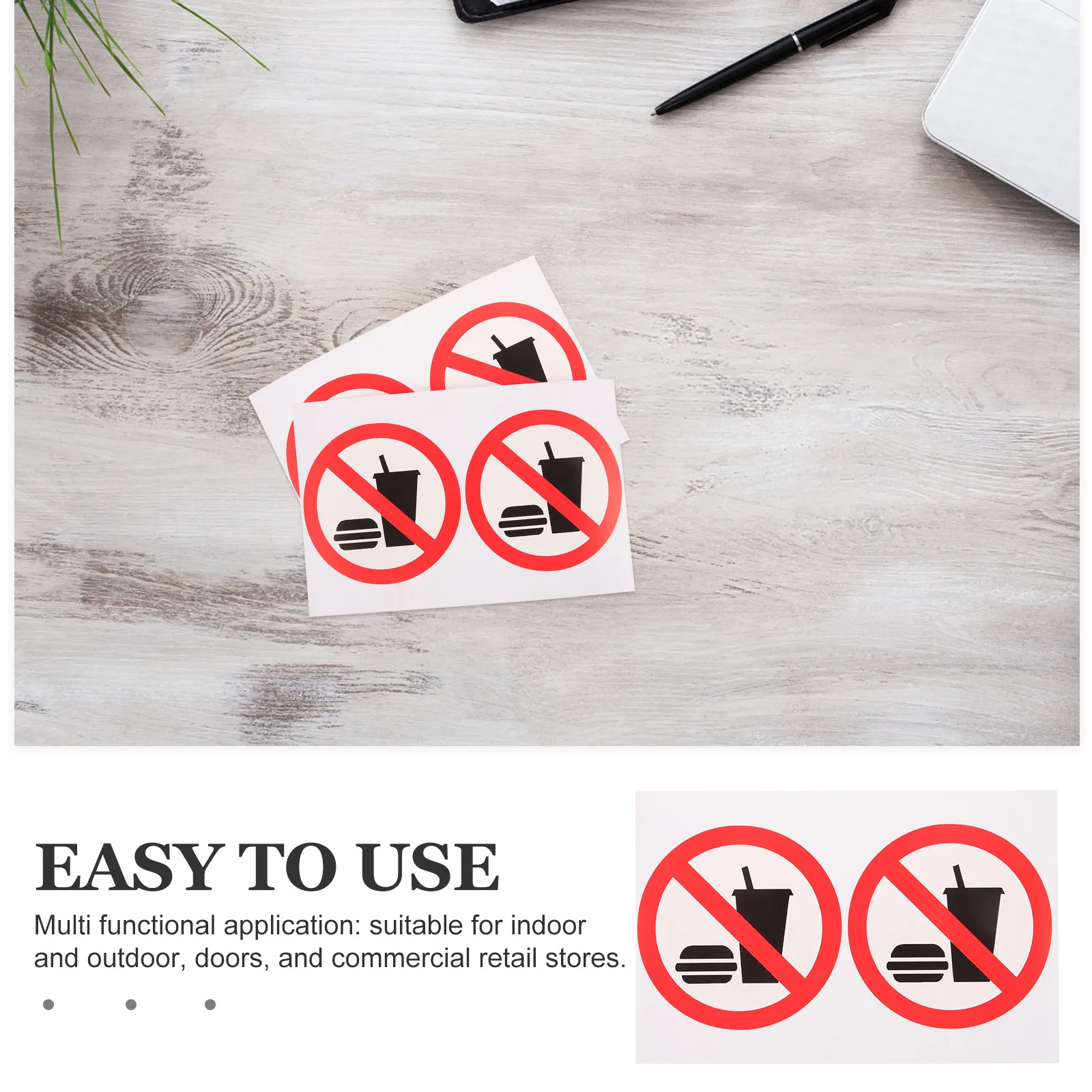 4 stuks geen voedsel of drank teken zelfklevende deur muursticker waarschuwingsbord voor kantoor winkel magazijn zakelijke waarschuwingsstickers,