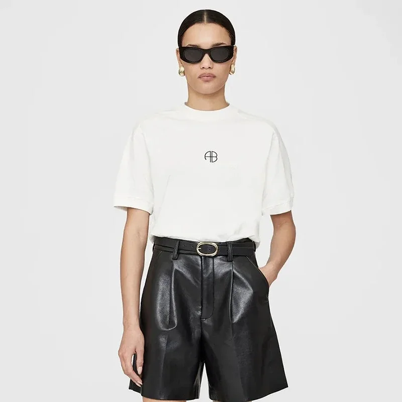 

Новая летняя классическая женская футболка с буквенным принтом и принтом спереди, бежевая женская футболка с короткими рукавами