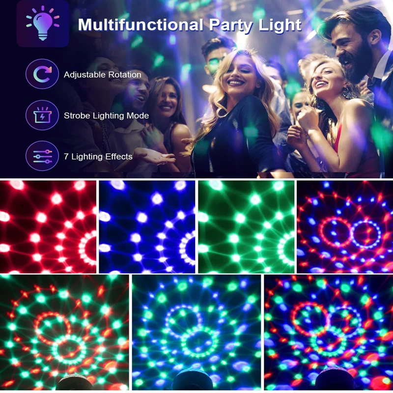 RGB Strobe Stage Night Light for Home KTV Party Club Bar Dance Christmas Gift Lighting Effect Sound-activated Disco Ball Lamp