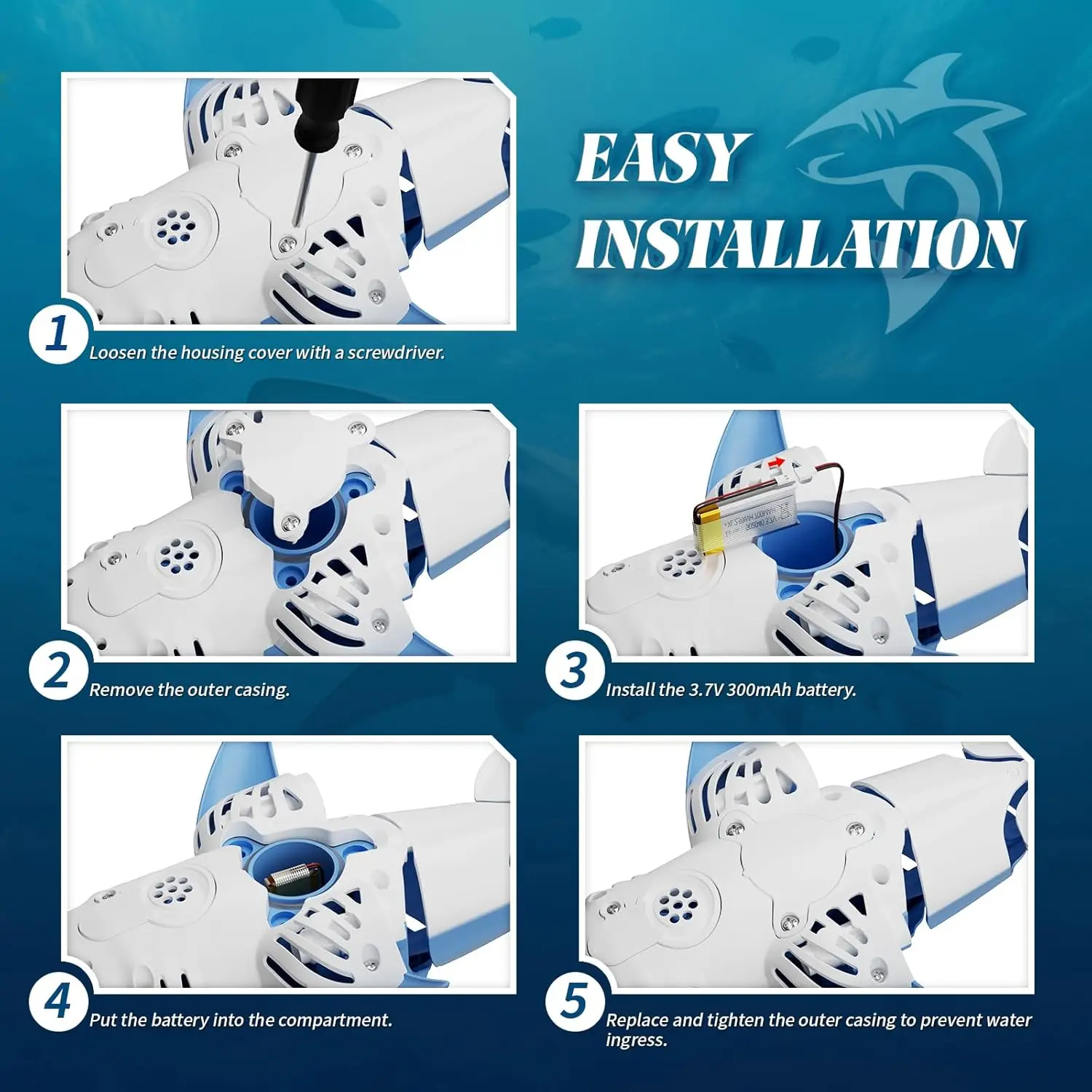 2.4G RC Electric Shark Toy with Lights & Spray, Waterproof Remote Control Fish Robot for Kids Boys Pool Bath Outdoor Water Play