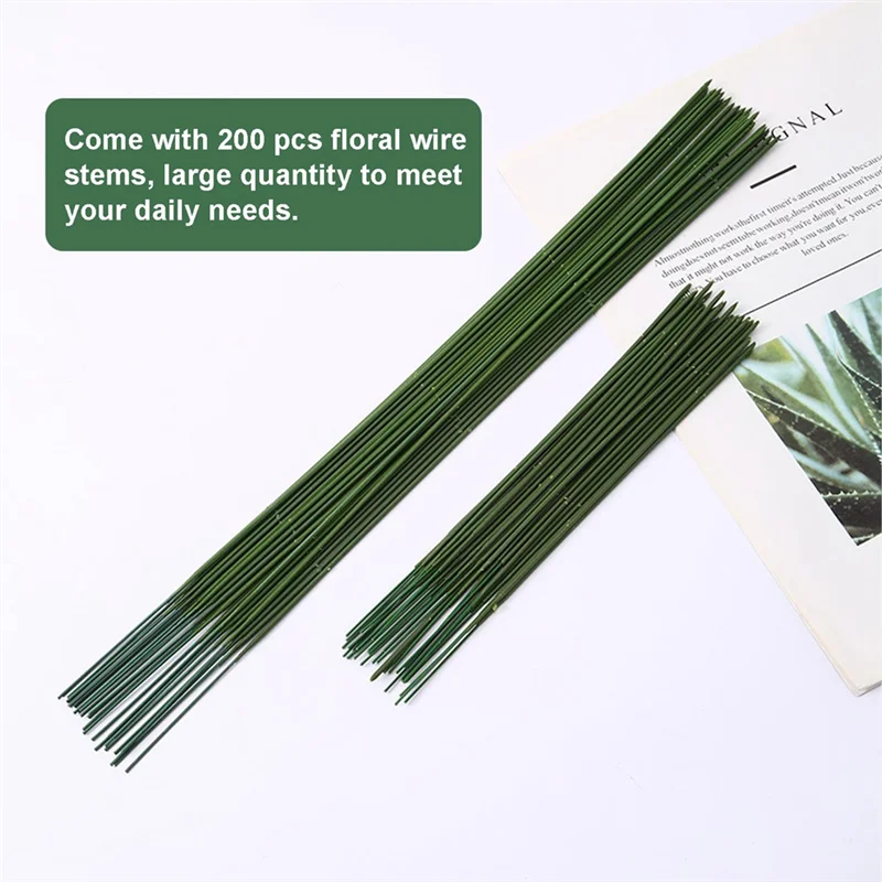 

【Люби всего】Дретка для флориста, 200 шт. пластиковая цветочная стебель, стержень для искусственных цветов, проволока для растений, зеленые провода для флориста, цветочный Wi