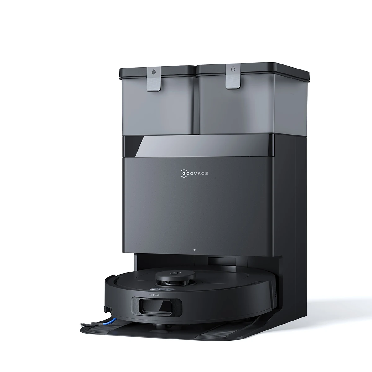 Odkurzacz i mop automatyczny ECOVACS DEEBOT T30e OMNI, nie plącze się w przypadku sierści zwierząt, czas pracy 180 minut, cicha praca (64 dB), siła ssania 25000 Pa, automatyczne opróżnianie pojemnika — 2
