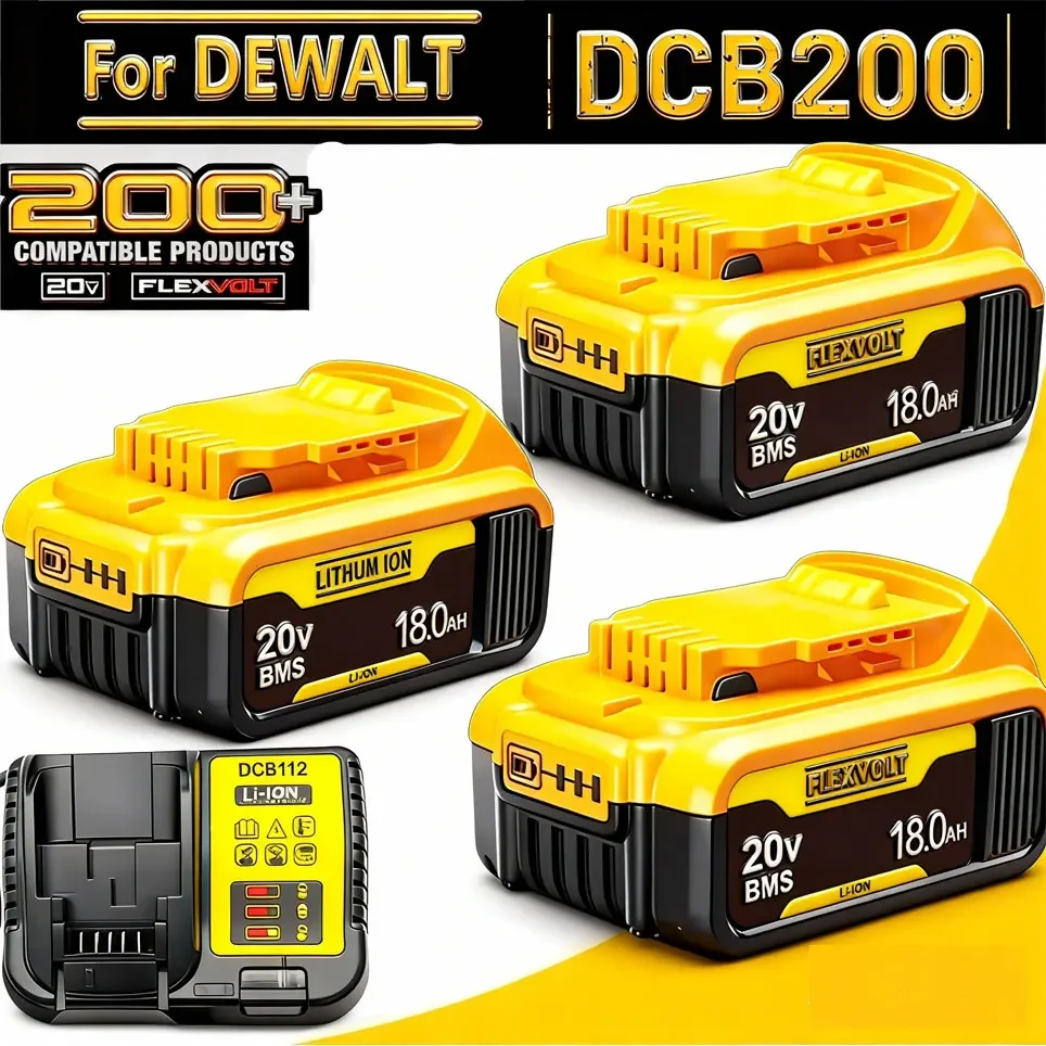 Baterías de repuesto de iones de litio de 18,0 Ah y 20 V para herramientas inalámbricas Dewalt, compatibles con DCB200, DCB205, DCB206 y más