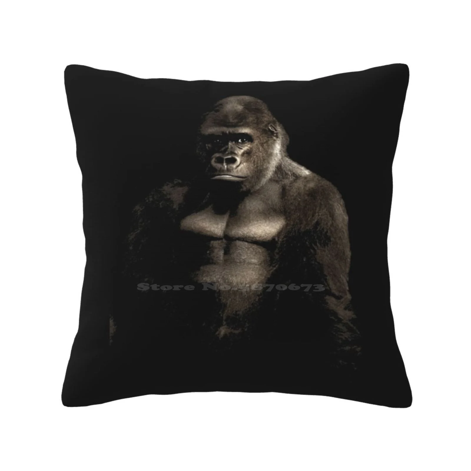 Gorilla Art Design For Ape Lovers Funny Cute Decor Square Pillowcase Silverback Gorillas Nature Wild Animals Mountain Gorilla