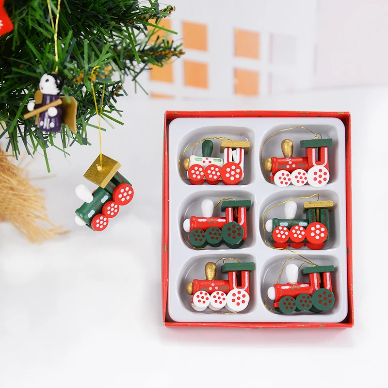 

Christmas Wooden Pendant Gift Box Mini Train Cartoon Snowman Gnomes Xmas Tree Hanging Decor New Year 2025 Navidad Noel Decors