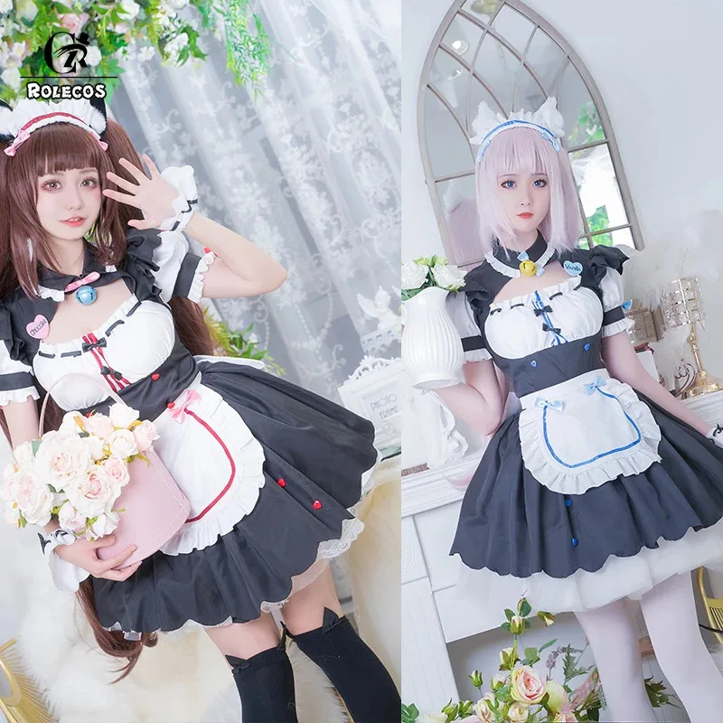 ROLECOS Game Chocola Vanilla Maid Dress Costume Cosplay Women Cat Neko Girl NEKOPARAv;2,r'6;t. view 2