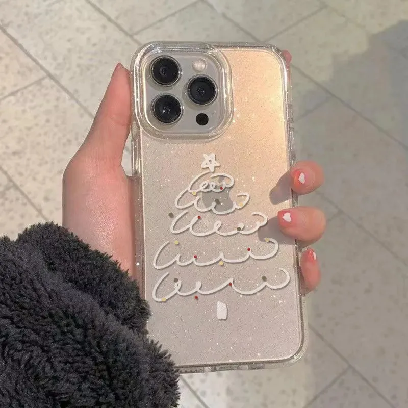 

Корейский чехол для телефона Ins Shinning Chritmas Tree для iPhone 17AIR 17 16 15 14 13 12 11 Pro Max 7 8 Plus Mini Y2K Sweet Cute Cover