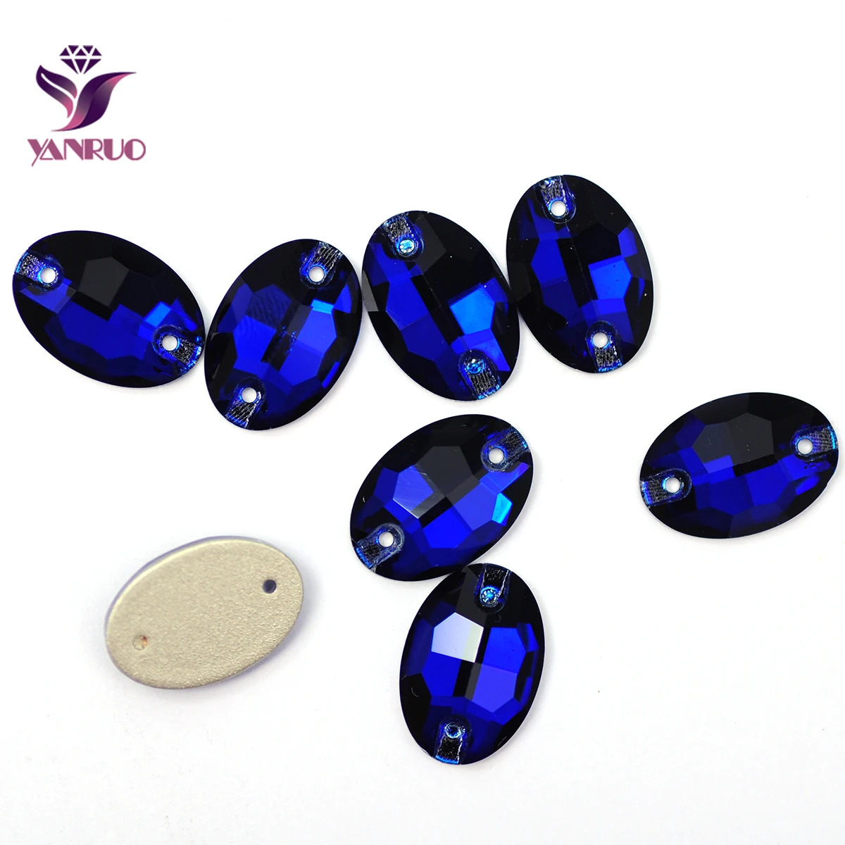 YANRUO 3210 Oval Cobalt Blue Sew on Rhinestones Flatback Rhinestone Stones Sew Crystals Adhesive For Clothes