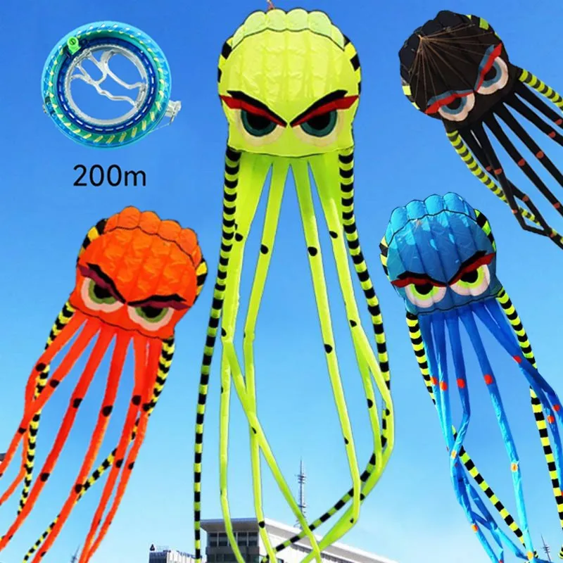 

8M Octopus Boneless Soft Kite Outdoor Surf Easy To Fly Waterproof and Tear Kites with 200M Cable Wheels Large Power Kite Cometa