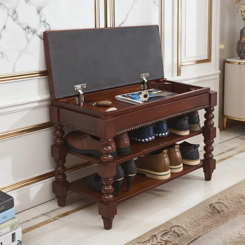 For entering the door Solid wood household shoe cabinet Multifunctional bench at the door Modern simple storage stool