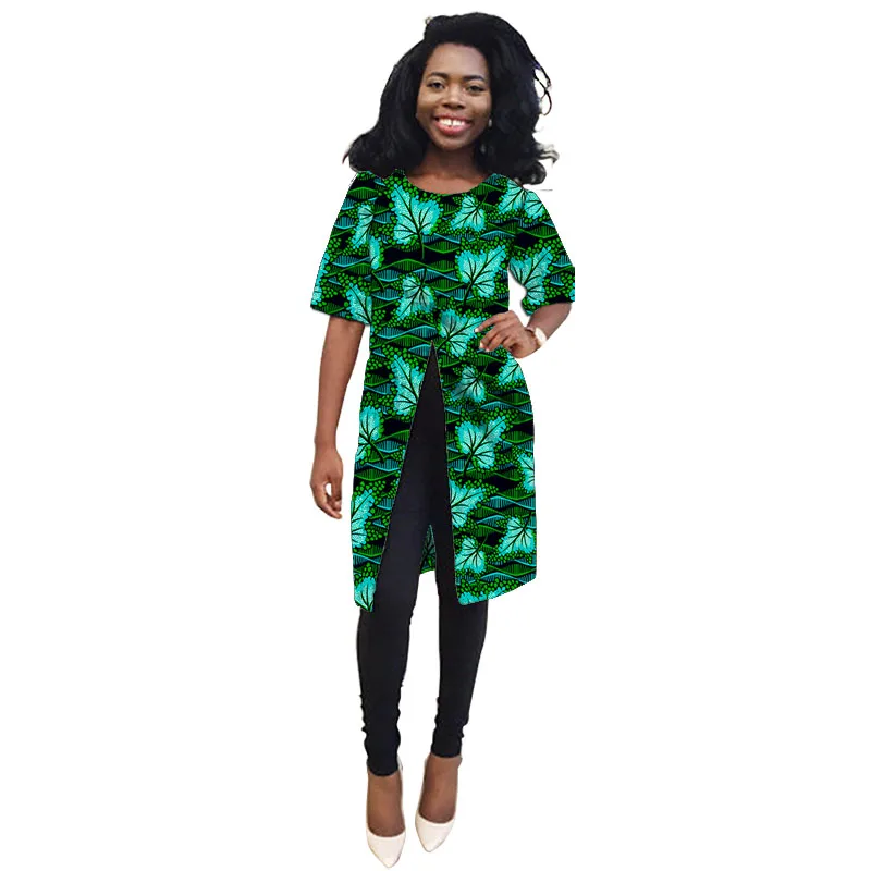 Conjunto de media manga para mujer, traje de Moda Africana, vestido de noche femenino con estampado colorido