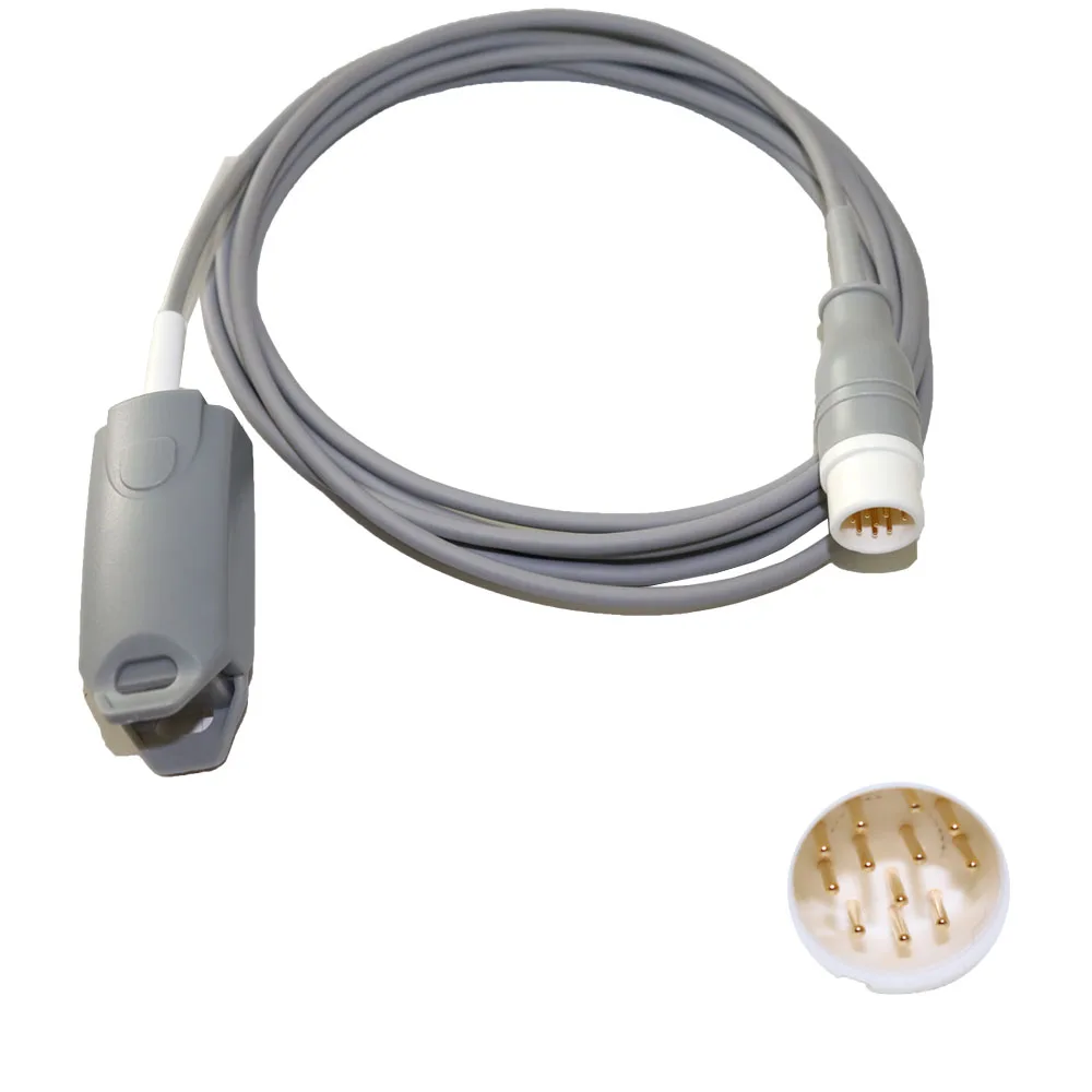 Adult finger clip sensor, White 12PIN, L=3M.  Compatible with Comen