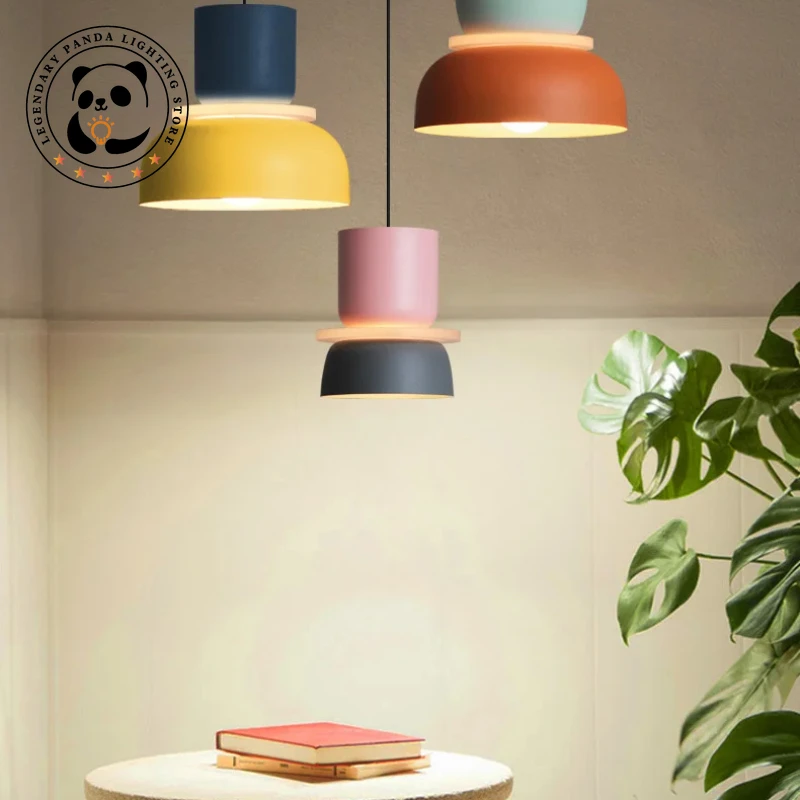 Nordic Modern Pendant Lights Simple Macaron Colorful LED Chandelier Parlor Bedside Bedroom Study Bar Dining Room Lamp Luminaries