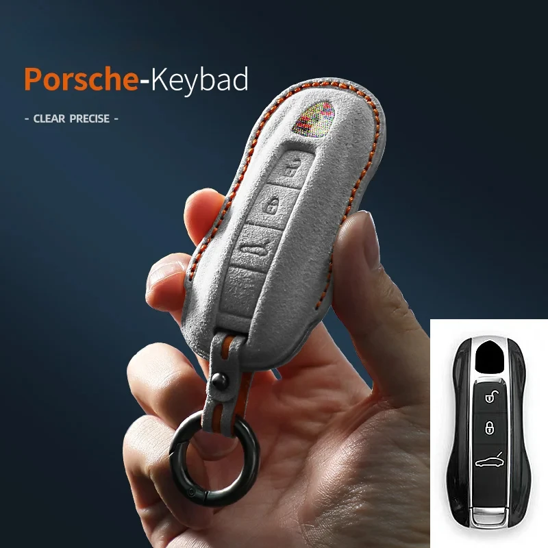 Suede For Porsche Panamera Spyder Carrera Macan Cayman Cayenne 911 970 981 991 Car Remote Key Cover Case Keychain Shell