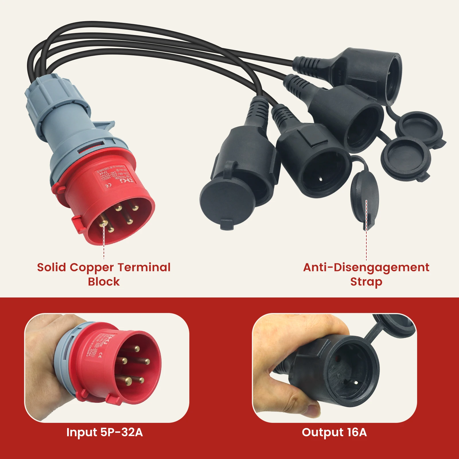 4IN1 400 فولت 16A CEE محول عالية الحالي الفاصل إلى 230 فولت الفاصل تمديد كابل اقتران للسيارات الكهربائية المنازل ديكور