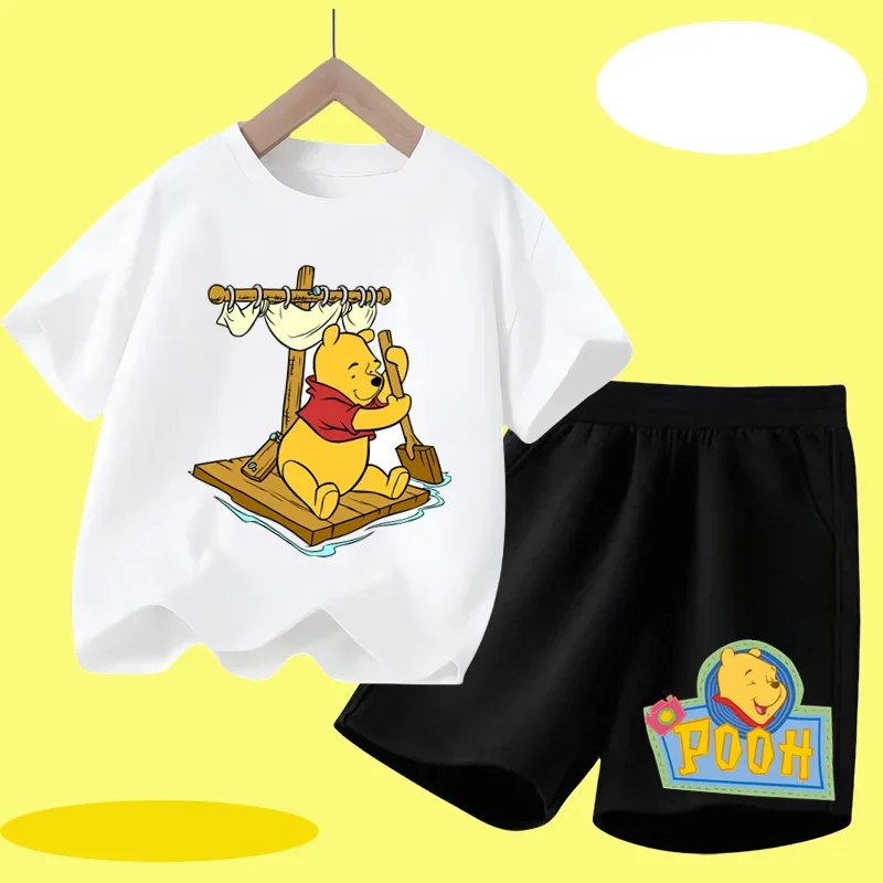

Disney Winnie the Pooh T-shirt Set for Girls - Cute Cartoon Print Casual Shirt and Shorts Set - 2-Piece Summer Clothing forGirls
