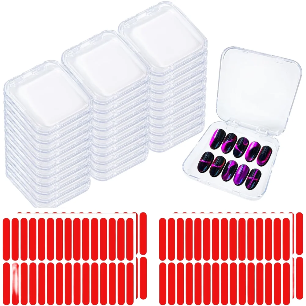 

1set Nail Display Box And 1set Of Accessories Acrylic Nail Display Box With Double Sided Tape For Press On Nails Storage Case