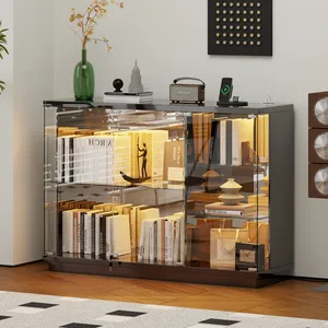 Glass Display Cases with Human Sensor and 3 Color Lights for Collectibles