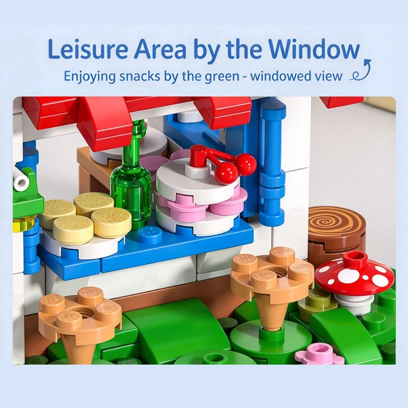 561Pcs Healing Forest Bread Shop - Forest Bread House - Wooden Toys and Gifts Store - Open Design - Featuring Forest Mushrooms