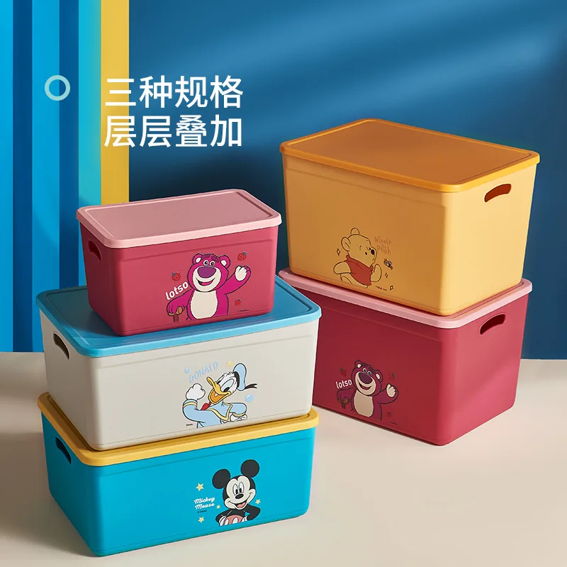 Anime Disney Mickey Mouse Storage Box Kawaii Cartoon Cute Book Sorting Children Toy Snack Folding Plastic Box Girls Gifts