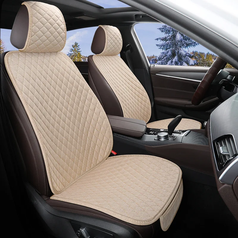 

Four Season Car Seat Cover Protector Linen Front Rear Back Flax Summer Cushion Pad Mat Sedan Pick-up Car Interior Accessories