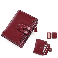 SEMALAYA direct leather wallet women short multi-functional zipper women's money clip large capacity card clip retro coin wallet